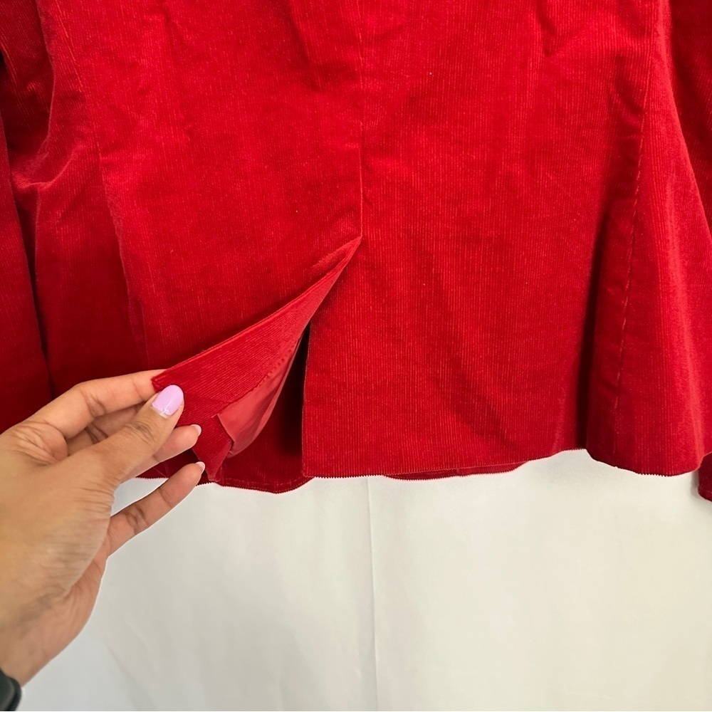 Talbots Women's Red Corduroy Blazer Jacket Gold Button Front Closure sz 14 - Picture 10 of 11